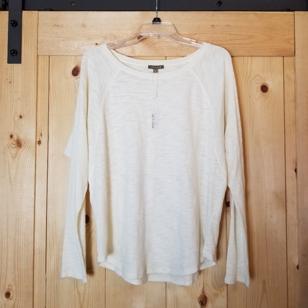 Lilla P Easy Fit Oversized Boat Neck Long Sleeve Top NWT